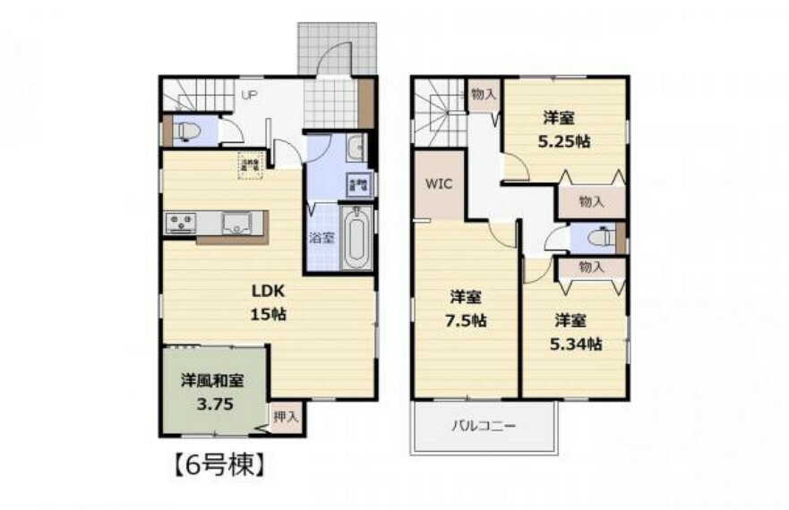 間取り図 （6号棟間取）LDKに隣接した和室は、お子様の遊び場・お昼寝スペースにも〇