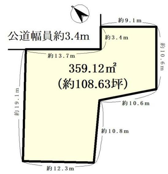 土地図面 地積約108坪！「瀬戸口」駅徒歩3分！