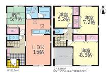 【2号棟間取り図】3SLDK＋SIC　建物面積106.10平米（32.15坪）