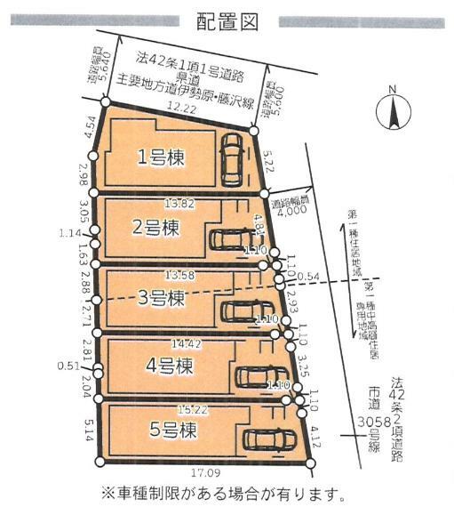 区画図 1号棟　角地につき開放感良好！