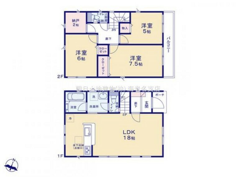 間取り図 【間取り図:3LDK】注文建築でニーズの多いリビングイン階段を採用し、家族の繋がりを深くする工夫も。