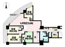 4LDK LDは広々約23.6帖 北西の角部屋です
