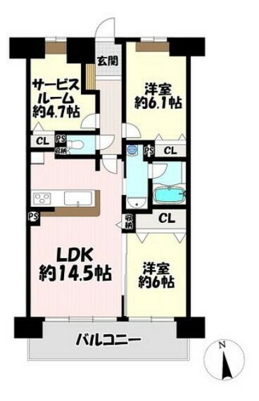 間取り図 2LDK＋S 　納戸は居室としてもお使い頂けます