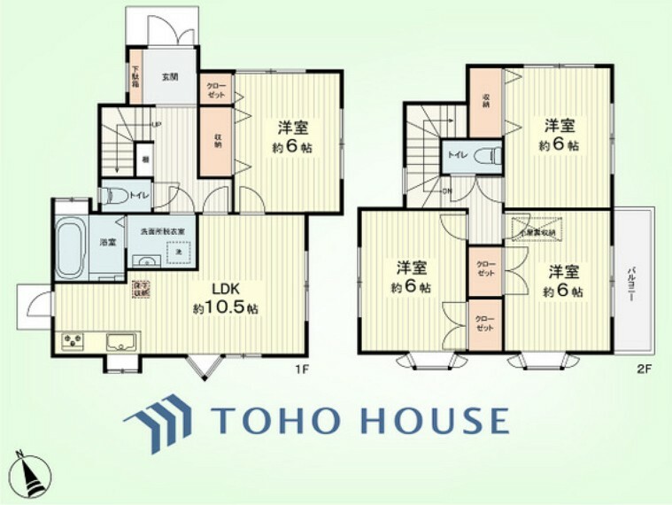 間取り図 4LDK＋小屋裏収納　土地面積109.04平米、建物面積85.24平米