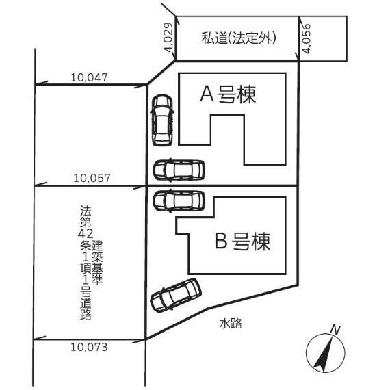 区画図 「麻生区王禅寺西3丁目」新築2階建ての大型4LDKです！　カースペース2台！