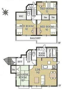 2階3部屋はゆとりある間取りで ご家族それぞれのお部屋にも最適です。