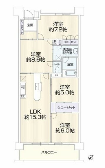 間取り図 「効率的な生活・家事動線と大空間を楽しむ」 ストレスフリーだからこそ、笑みが絶えない室内大空間を味わえる素敵な住まい。お子様が存分走り回れる、のびのび子育てが出来る室内空間。