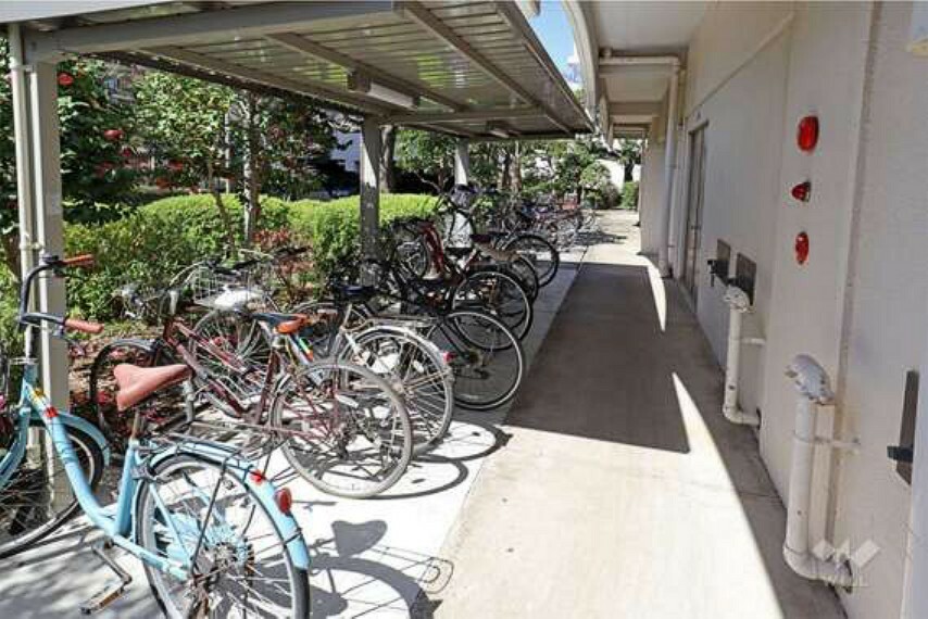 駐輪場 屋外にも駐輪場がございます。綺麗に区画割りされています。周辺は自転車での移動にも便利です。