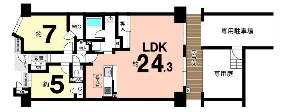 ディアステージ京都洛南(2LDK) 1階の間取り