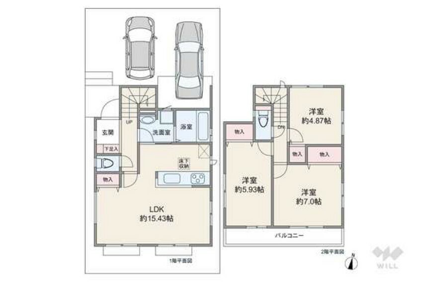 間取り図 間取りは延床面積81.06平米（車庫面積約4.34平米含む）の3LDK。