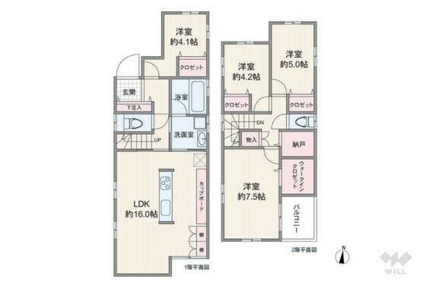 間取り図 間取りは延床面積95.43平米の4SLDK。