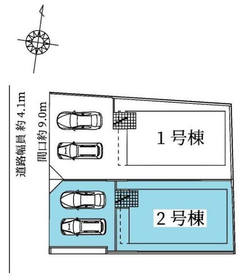 区画図 敷地面積:148.32平米　お車2台駐車可能です（車種による）