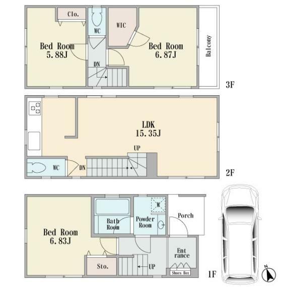 間取り図 新規リフォーム済みです　平成18年11月築　LDK15.35帖　リビングイン階段　ウォークインクロゼット　浴室1坪サイズ　ダウンライト照明設置