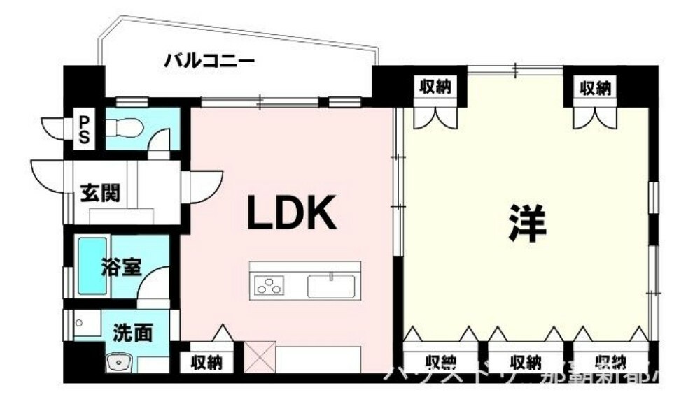 間取り図 【空室】12階建7階部分・1LDK・専有面積55.57m2・ペット可・駐車場空有！ご案内可能です