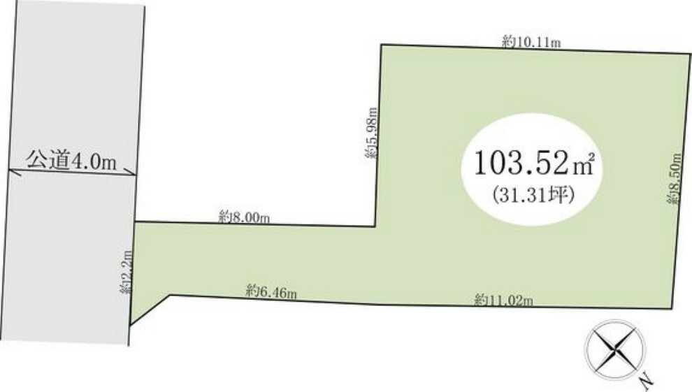 区画図 土地面積103.52平米。