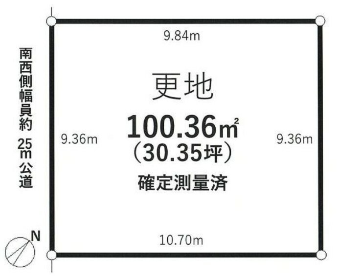 土地図面 建築条件なし売地。賃貸併用住宅、事業所兼住宅、ビル用地等におススメです。