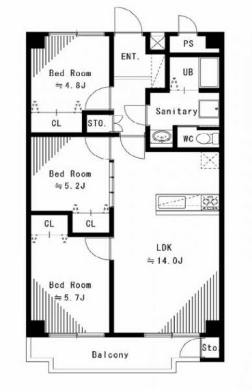 間取り図 【間取り図:3LDK】玄関開けたら全て新品になります。ぜひ、ご内見ください！