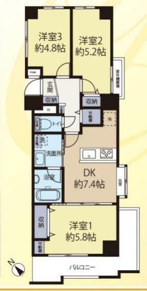 ニックハイム横須賀中央第5(3DK) 6階の間取り