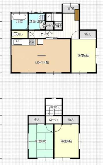 間取り図 【リフォーム後間取り図】少人数家族がお住まいになりやすい3LDKの住宅です。全部屋南向きで道路面に面しているため明るい住宅です。