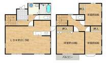 【リフォーム中】間取り図です。2階3部屋あり、各居室に収納があるためお部屋をすっきりと使うことができます。