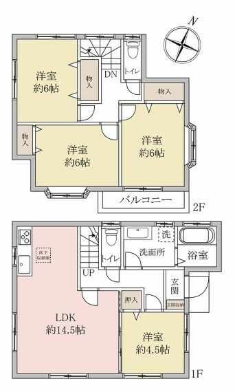 4LDKのファミリータイプな間取りです！1Fの洋室は趣味や来賓用のスペースとしても利用可能ですね。