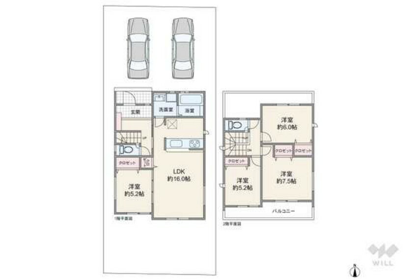 間取り図 間取りは延床面積96.4平米の4LDK。