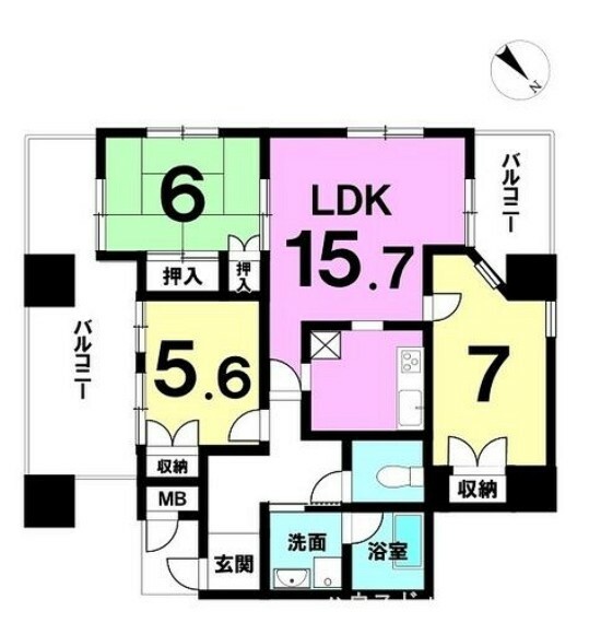 【リフォーム済】空室・3LDK・専有面積74.34m2・角部屋・2面バルコニー・駐車場空有 ご案内可能