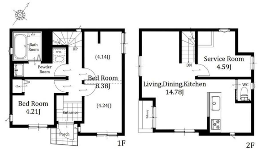 間取り図 5号棟: お料理をしながらご家族との会話を楽しめる対面式キッチン採用1階8.3畳の居室はライフスタイルに合わせ将来間仕切りで2部屋にすることも可能様々な用途でお使い頂けます