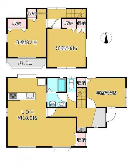 間取り図 RF後間取図。対面キッチンに変更します。