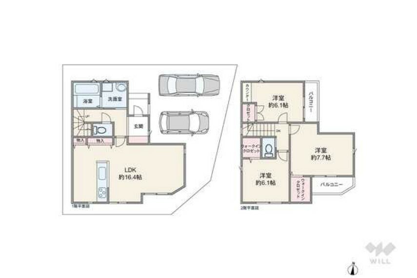 間取り図 間取りは延床面積86.27平米の3LDK。