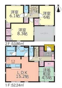 【2号棟間取り図】4LDK＋SIC　建物面積106.10平米（32.15坪）