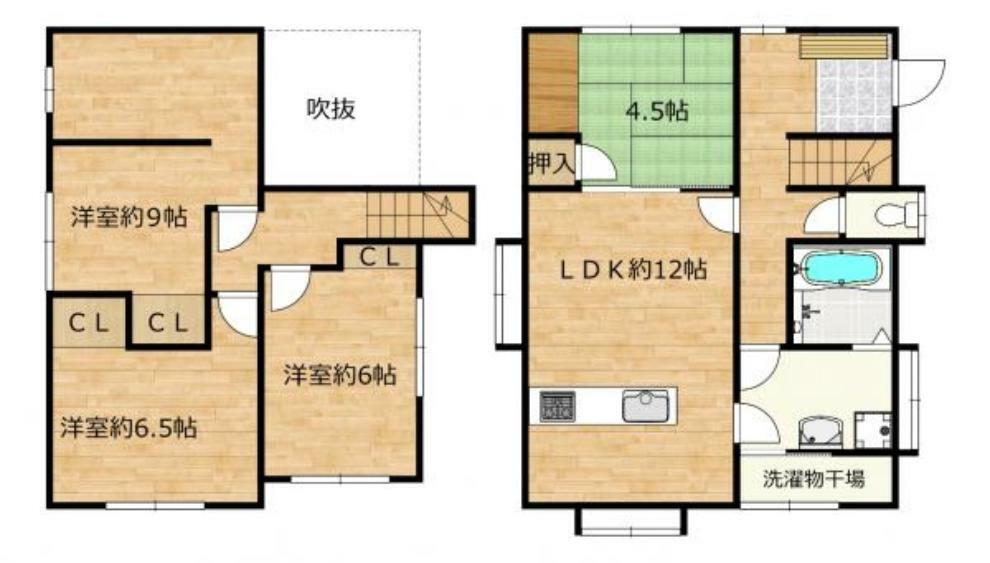 間取り図 【リフォーム後間取図】水回りの交換や一部間取り変更を行い、4LDKのお家に生まれ変わりました。