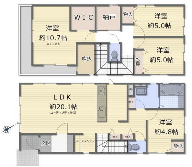 間取り図 （間取）収納や採光が考えられた過ごしやすい間取り。こだわって作られているのできっと満足いただけます。