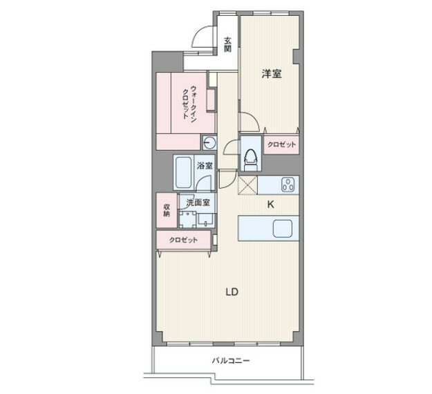 間取り図 間取りは専有面積71.28平米の1LDK。バルコニー面積は8.76平米です。