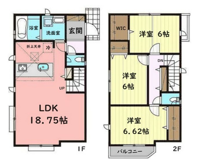 間取り図 ■建物面積:90.26平米の2階建て3LDK
