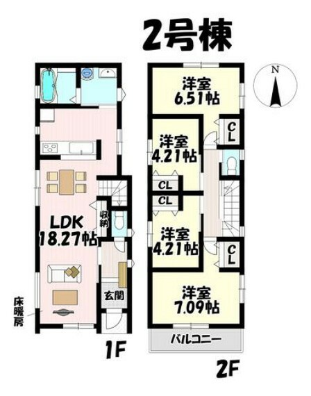 間取り図 4LDK 全居室収納有