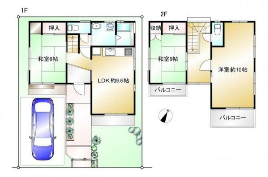 間取り図 全室6帖以上のゆったりとした広さの3LDKです。