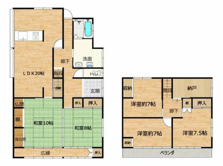 間取り図 【間取り図】リフォーム後の間取り図です。LDKに対面キッチンを新設予定。5LDKと部屋数が多く、お子様のお部屋も確保していただけます。