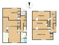 【間取り図】4LDK駐車3台のお家となります。すべての居室が8帖以上なので広々お住まい頂けます。