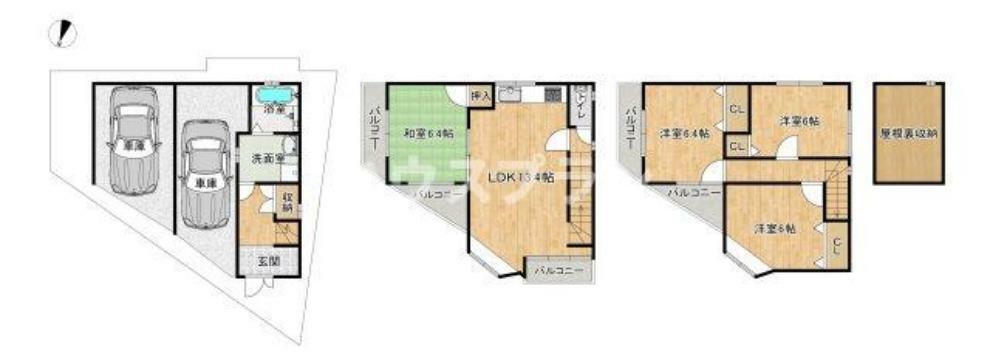 間取り図 収納豊富な4LDK＋天井裏収納付き