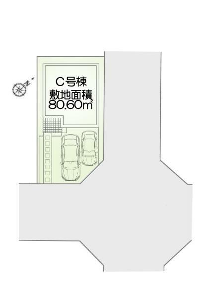 区画図 C号棟:カースペース並列で2台駐車可能！