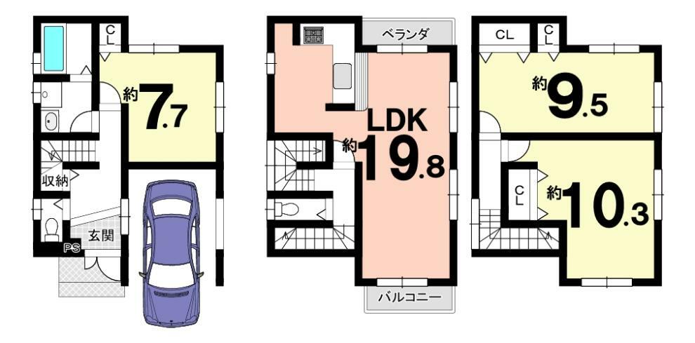 間取り図 （16号地）、価格2860万円、3LDK、土地面積74.29平米、建物面積123.12平米