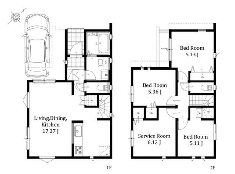 間取り図 3号棟: 17.3畳のLDKは対面式キッチン採用全居室収納付きで収納スペースが充実リビングには床暖房が付いており寒い冬も快適にお過ごしいただけます