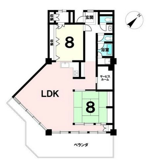 間取り図 【2LDK＋S】12階建最上階・角部屋・ペット飼育可能・南東向きバルコニー！
