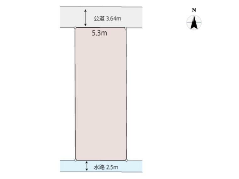 区画図 北側道路に接道した約39坪の敷地。