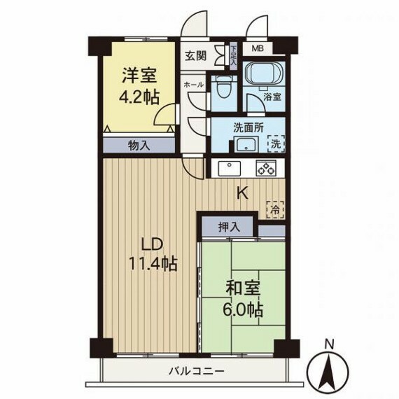 間取り図 【間取】新婚の方や子育てが一段落した方にちょうど良い間取です。