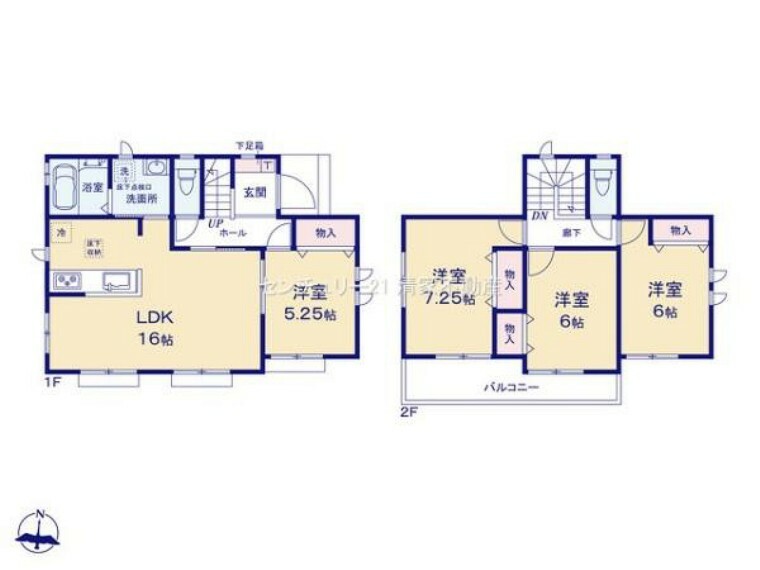 間取り図 全室南向きの明るい間取りです！