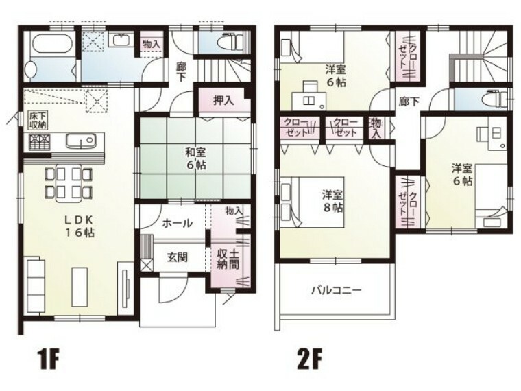 間取り図 4号棟間取り図　家事のしやすい導線でお家の中で行き止まりのない間取りです。