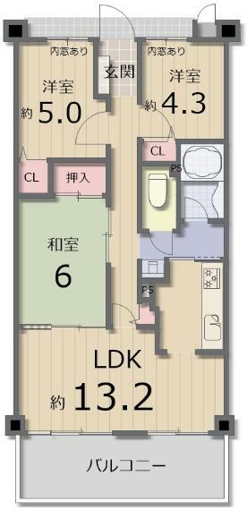 サン新北シーサイドマンション(3LDK) 4階の間取り
