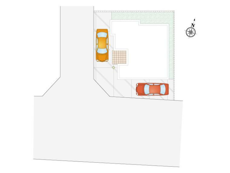 区画図 【12号棟　配置図】カースペース2台分ございます（車種による）。